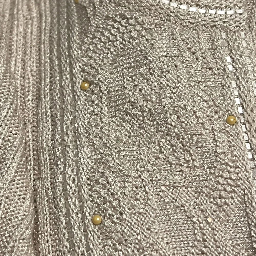 ST. JOHN EVENING Beige Cardigan Wool Blend Womens Size 8 - Picture 10 of 10